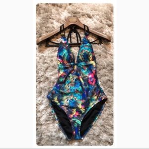 BEAUTIFUL MULTI COLORED ONE PIECE SWIMSUIT SZ MED
